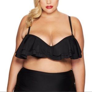 Solid black top swim XL